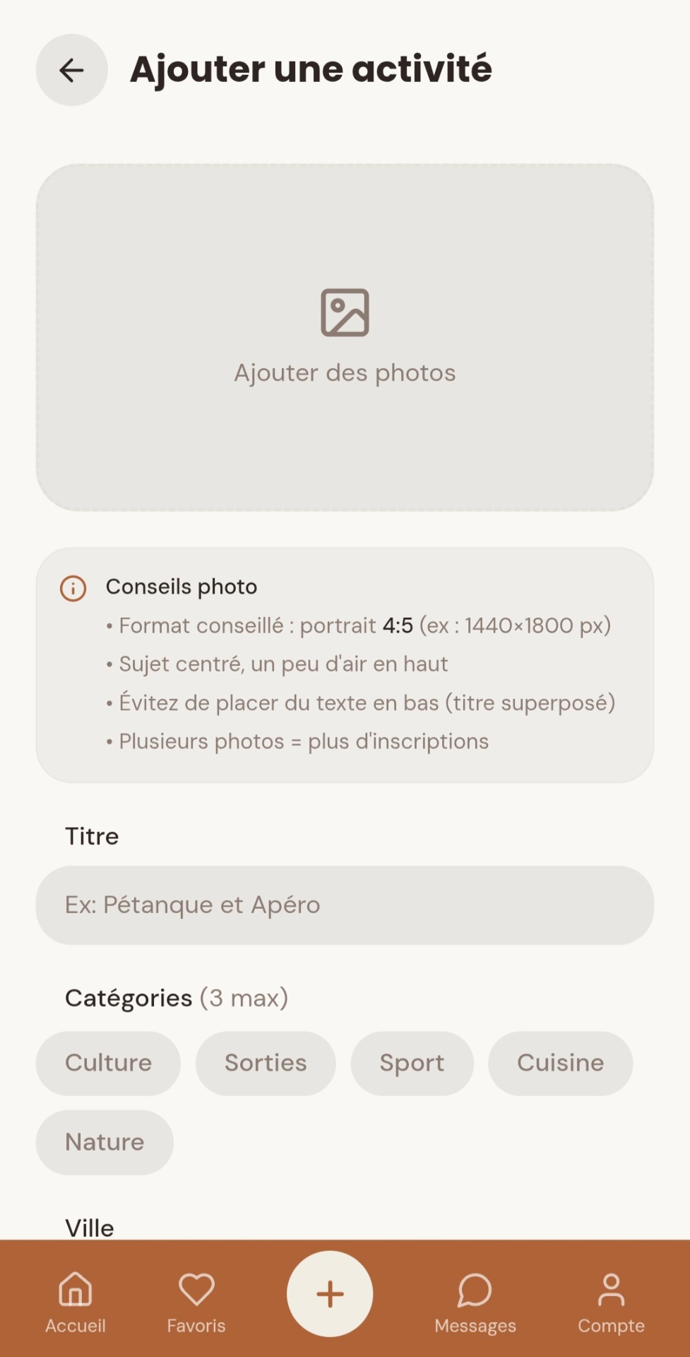 Application Saïa — création d'activité