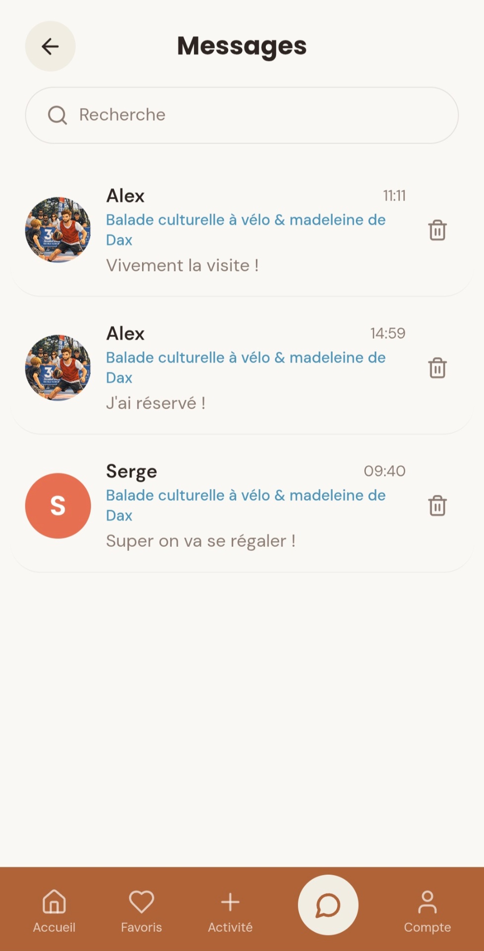Application Saïa — messagerie